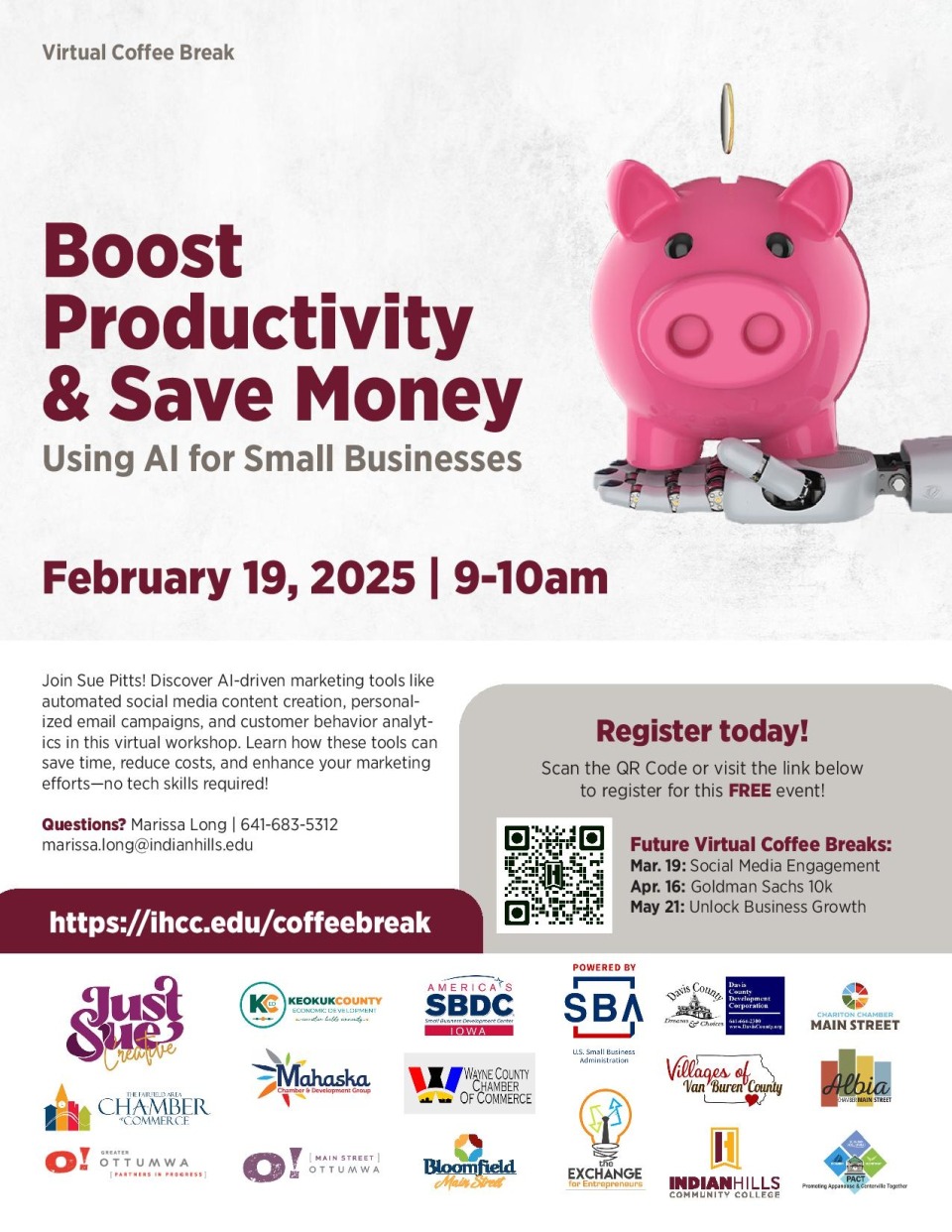 Virtual Coffee Break - Boost Productivity & Save Money Using AI for Small Businesses photo